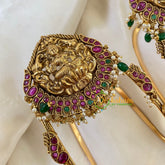 Traditional Lakshmi Vangi-Temple Armlet -Green Bead and Pearl-G6538